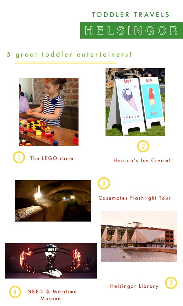 A short list of attractions for toddlers and children alike in Helsingor, a popular day trip from Copenhagen, Denmark.