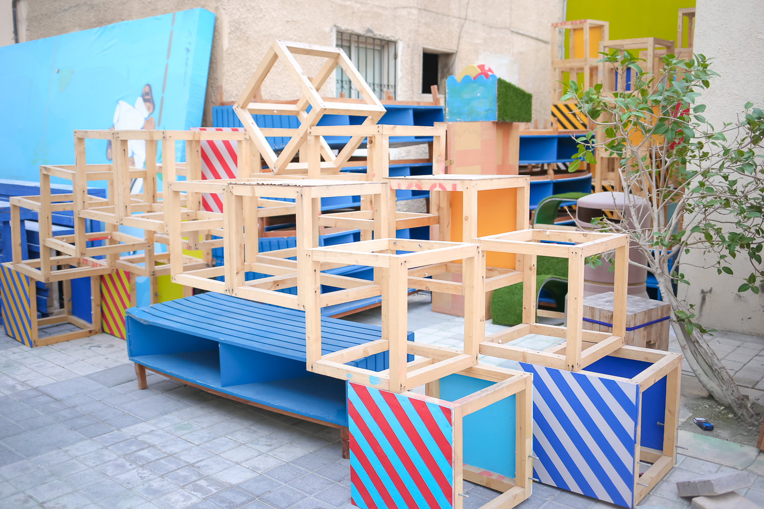 Public art and play space in the Adliya District of Manama, Bahrain.