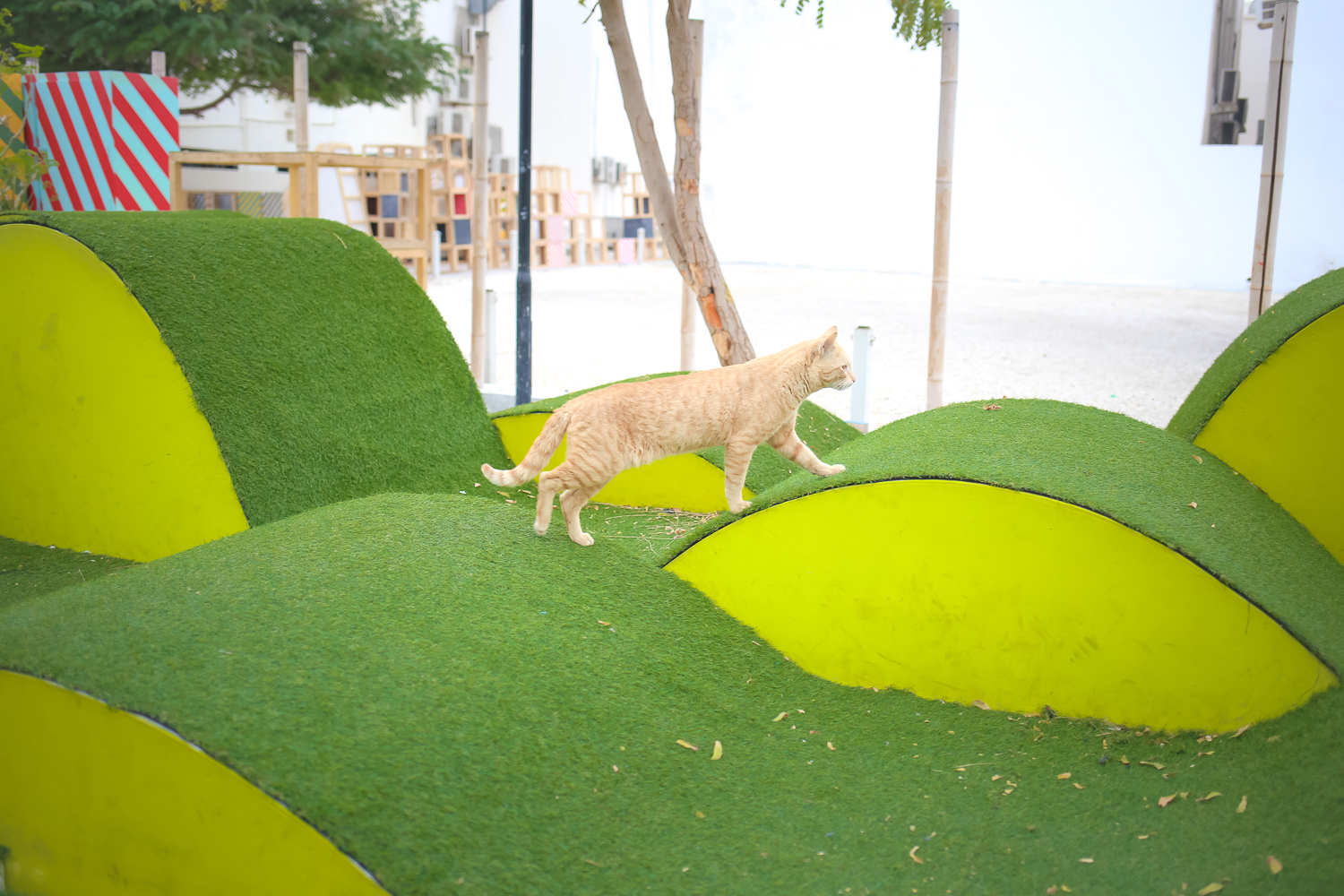 Public art and play space in the Adliya District of Manama, Bahrain.