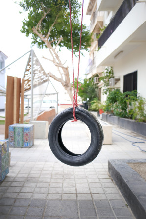 Public art and play space in the Adliya District of Manama, Bahrain.