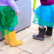 Toddlers and tutus and princesses at forest school in Denmark.