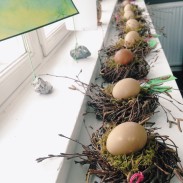 Easter outdoor crafts at the forest school and outdoor kindergarten in Copenhagen, Denmark.